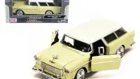 1955 Chevrolet Bel Air Nomad Diecast Model 1/24 Yellow & White by Motormax
