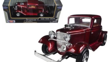 1932 Ford Coupe Burgundy 1/24 Diecast Model Car by Motormax - Classic Collectible