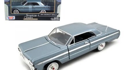 1964 Chevrolet Impala Blue 1/24 Diecast Model Car by Motormax - Classic Collectible