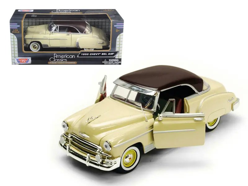 Vintage 1950 Chevrolet Bel Air Cream 1/24 Diecast Model Car by Motormax