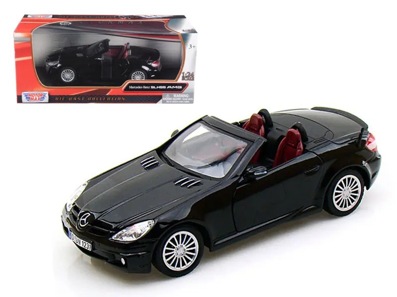 Mercedes Benz SLK55 AMG Convertible Black 1/24 Diecast Model Car by Motormax – Premium Collectible