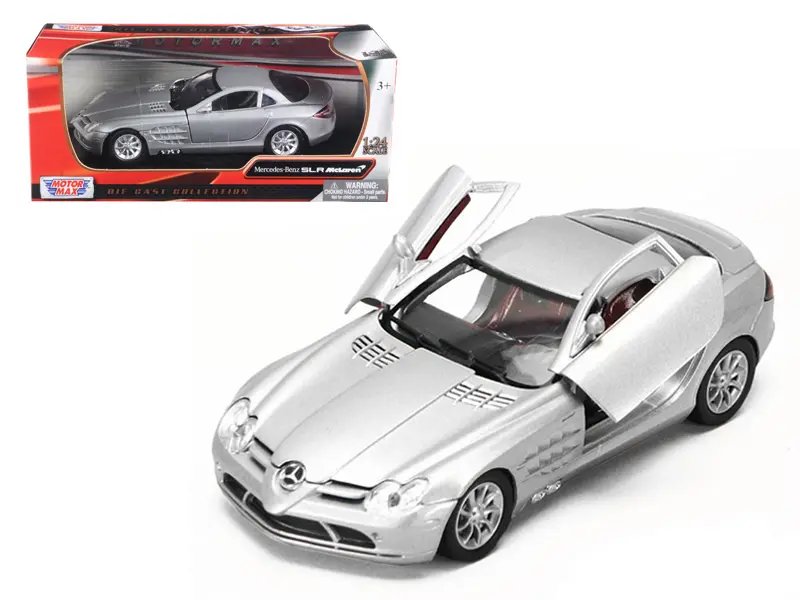 Mercedes McLaren SLR Silver 1/24 Diecast Model Car by Motormax – Premium Collectible