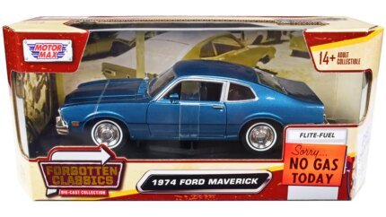 1974 Ford Maverick Blue Metallic Diecast Model 1/24 - Motormax Forgotten Classics Series