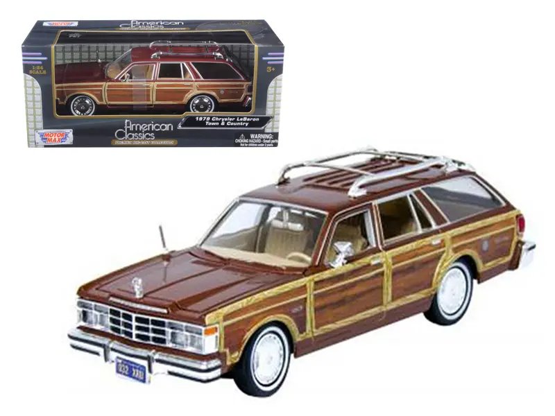1979 Chrysler LeBaron Town & Country Burgundy 1/24 Diecast Model by Motormax