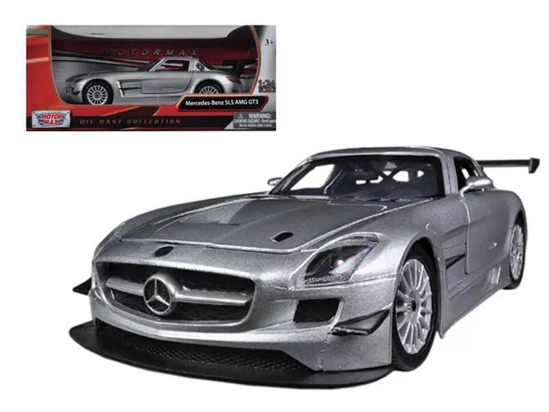 Mercedes SLS AMG GT3 Silver 1/24 Diecast Car Model by Motormax – Premium Collectible