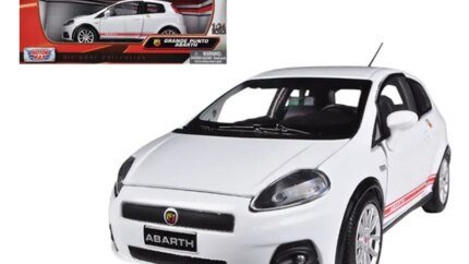 Fiat Grande Punto Abarth White 1/24 Diecast Model by Motormax - Collectible Car