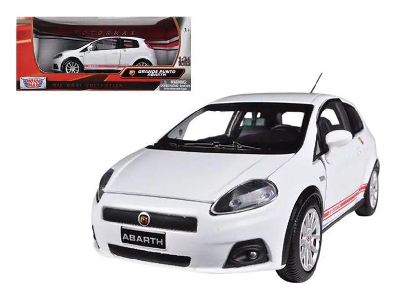 Fiat Grande Punto Abarth White 1/24 Diecast Model by Motormax – Collectible Car