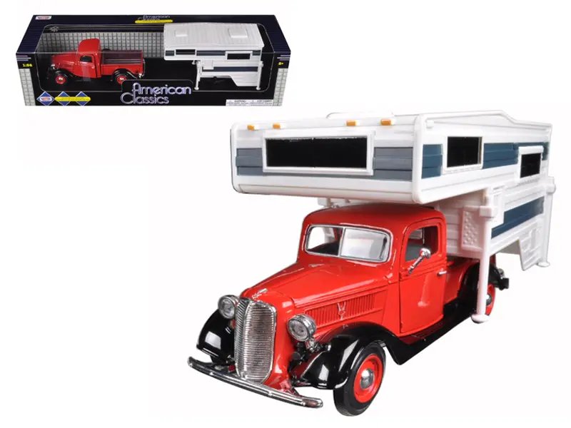 Diecast Model Cars wholesale toys dropshipper drop shipping 1937 Ford Pickup Truck Red Camper Shell 1/24 Motormax 75330 73233 drop shipping wholesale drop ship drop shipper dropship dropshipping toys dropshipper diecast drop shipper dropshippers.
1937 Ford Pickup Truck with Camper Shell Red & White 1/24 Diecast Model by Motormax