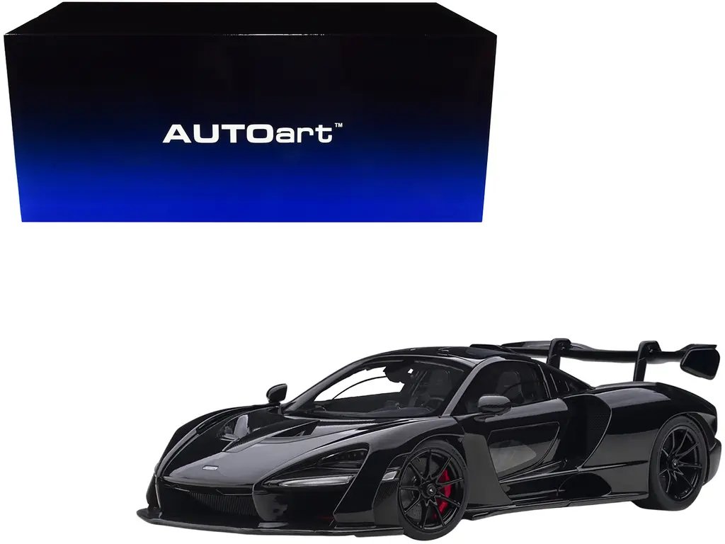 McLaren Senna Stealth Cosmos Black 1/18 Model Car by Autoart with Carbon Accents