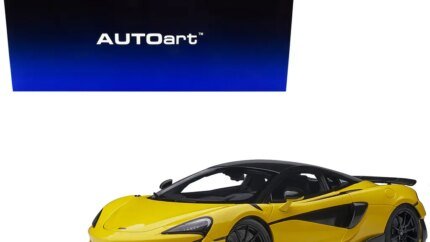 Mclaren 600LT Sicilian Yellow and Carbon 1/18 Model Car by Autoart