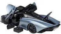 McLaren Speedtail 1/18 Model Car in Frozen Blue Metallic with Black Top & Suitcase by Autoart