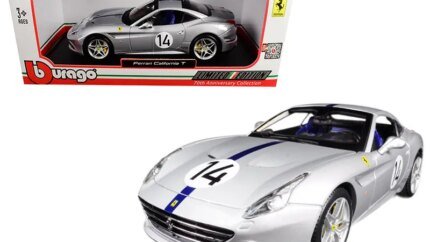 Ferrari California T Hot Rod Silver #14 70th Anniversary 1/18 Diecast Model by Bburago