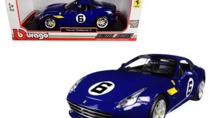 Exclusive Ferrari California T Blue 'Sunoco' #6 70th Anniversary 1/18 Diecast by Bburago