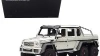 Mercedes Benz G63 AMG 6x6 Designo Diamond White 1/18 Model Car by Autoart with Carbon Accents