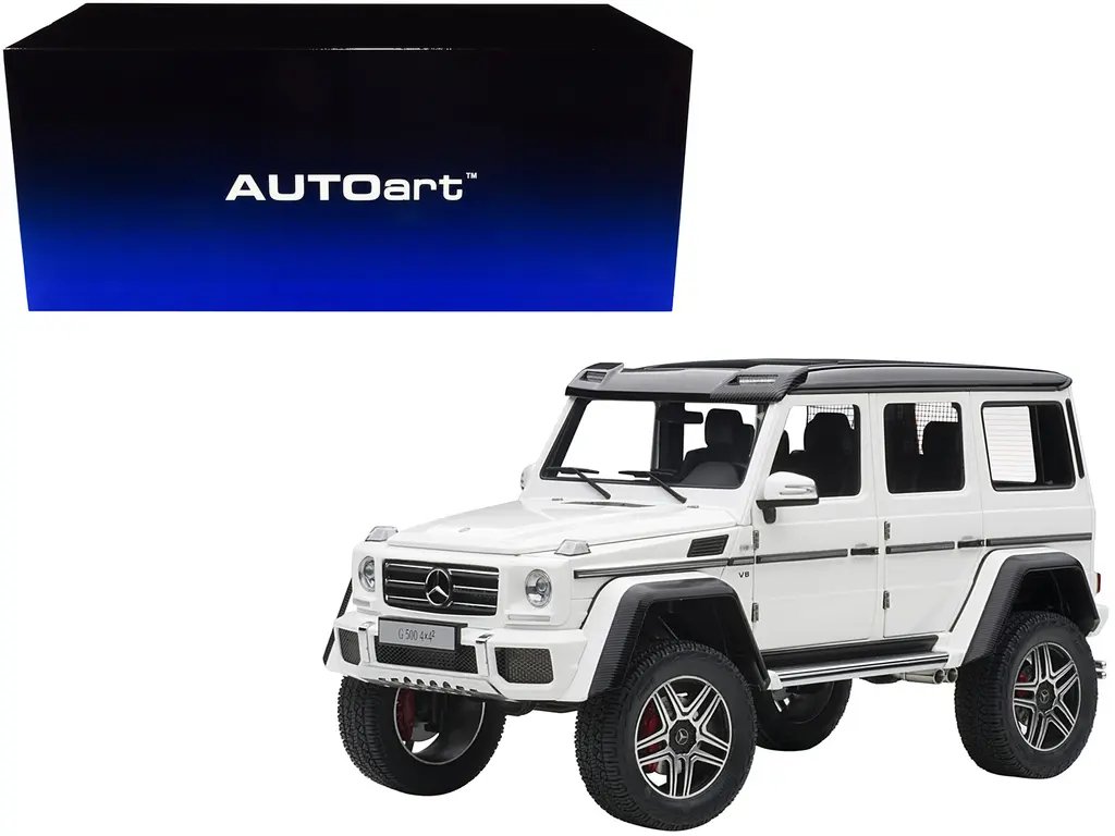 Mercedes Benz G500 4X4² Gloss White 1/18 Model Car by Autoart – Premium Collectible