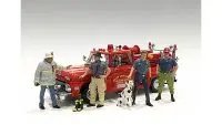 American Diorama 1/18 Scale Firefighter Figure Set - 6 Piece with Dog & Accessory
