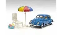 1/24 Scale Beach Girls Accessories Set: Chair & Umbrella for Miniature Scenes