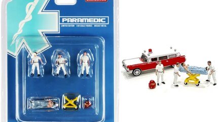 American Diorama 1/64 Scale Paramedic Diecast Set - 6 Piece Figurines & Accessories