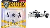 Limited Edition 1/64 Scale Police Line Diecast Set - 6 Piece American Diorama Collectible