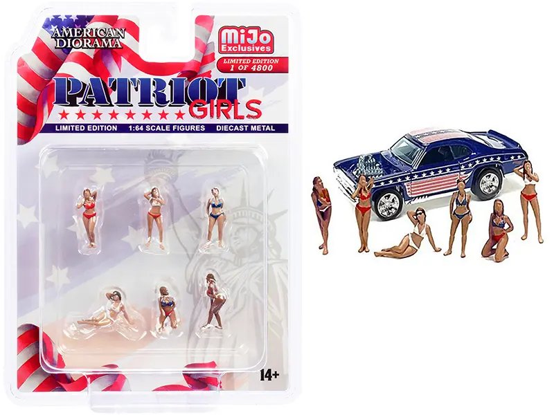 Limited Edition Patriot Girls 6-Piece Diecast Figurines Set for 1/64 Scale Models by American Diorama