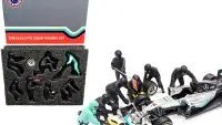 Formula One F1 Pit Crew 7 Figurine Set for 1/18 Scale Models - Team Black by American Diorama