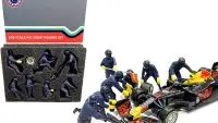 Enhance Your 1/18 Scale Models with American Diorama's F1 Pit Crew 7 Figurine Set - Team Blue