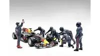 Enhance Your 1/18 Scale Models with Formula One F1 Pit Crew 7 Figure Set Team Blue Release III by American Diorama
