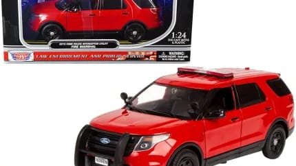 2015 Ford Police Interceptor Utility Fire Marshal Red 1/24 Diecast Model Car by Motormax