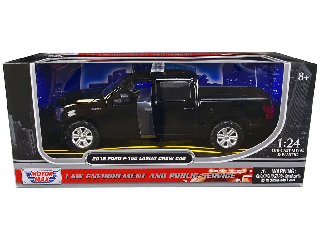 2019 Ford F-150 Lariat Crew Cab Black Diecast Model 1/24 – Law Enforcement Series by Motormax