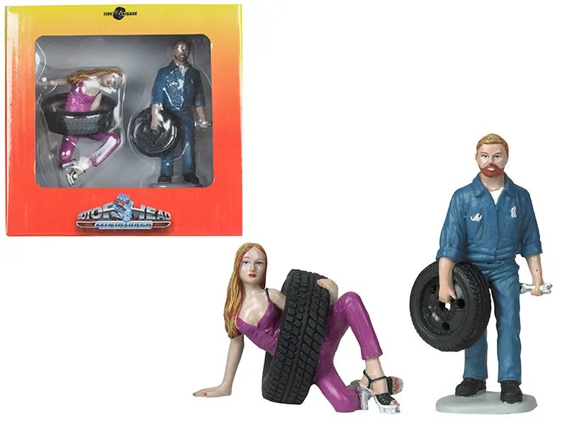 Val and Gary Tire Brigade Figurine Set 1/18 by Motorhead Miniatures – Collectible Duo