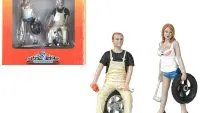 Collectible Meg and Derek Tire Brigade Figurine Set 1/18 by Motorhead Miniatures