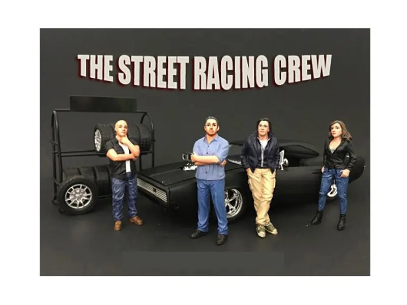 Street Racing Crew 4-Piece Figure Set for 1:18 Scale Models by American Diorama