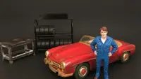 Mechanic John Inspecting Figure for 1:24 Scale Models - American Diorama Collectible