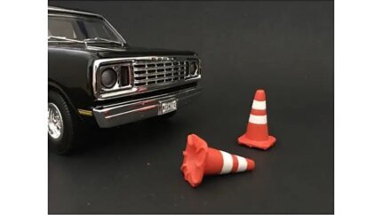 1/18 Scale Model Traffic Cones Accessory Set by American Diorama - 4 Piece Kit
