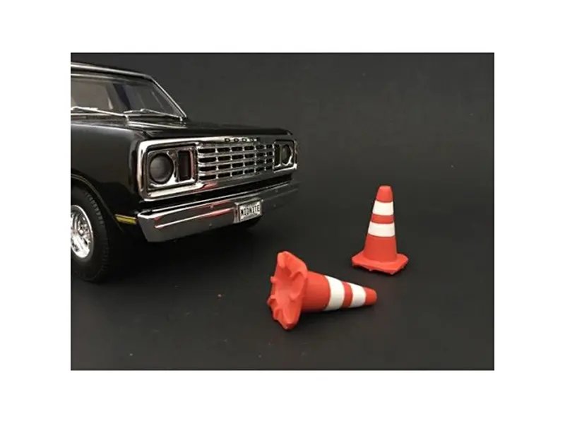 1/18 Scale Model Traffic Cones Accessory Set by American Diorama – 4 Piece Kit