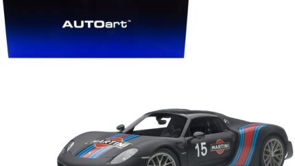 Exclusive Porsche 918 Spyder Weissach Martini Livery 1/18 Model by Autoart