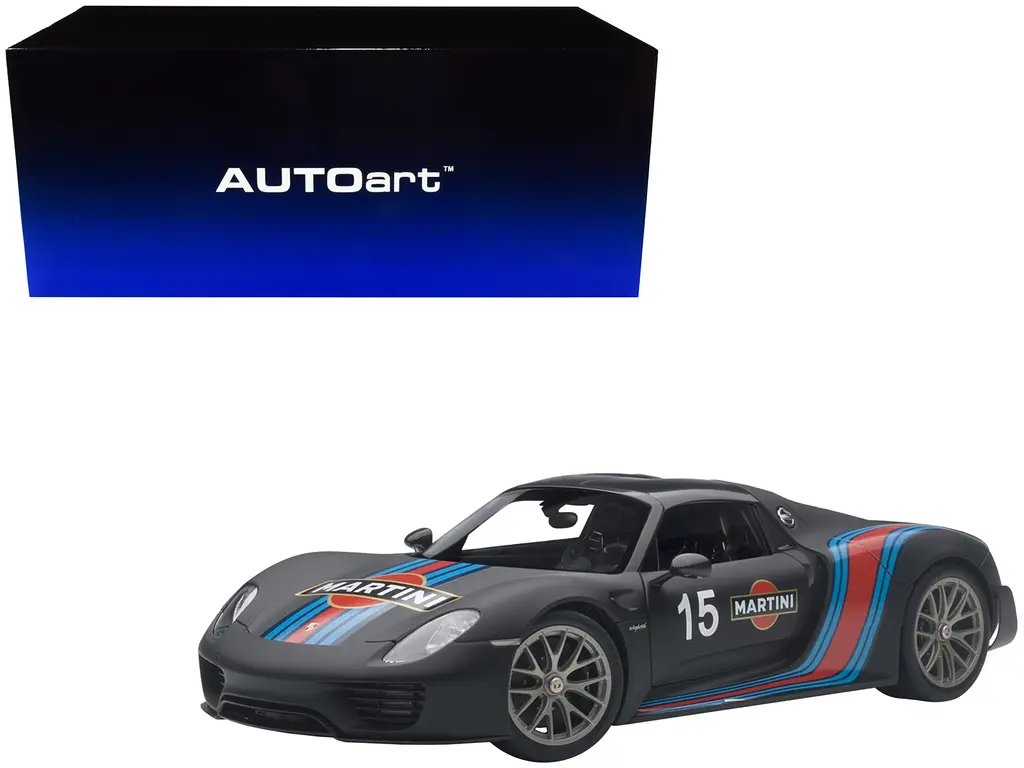 Exclusive Porsche 918 Spyder Weissach Martini Livery 1/18 Model by Autoart