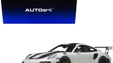 Exclusive Porsche 911 GT2 RS Weissach 1/18 Model Car by Autoart - White with Carbon Stripes