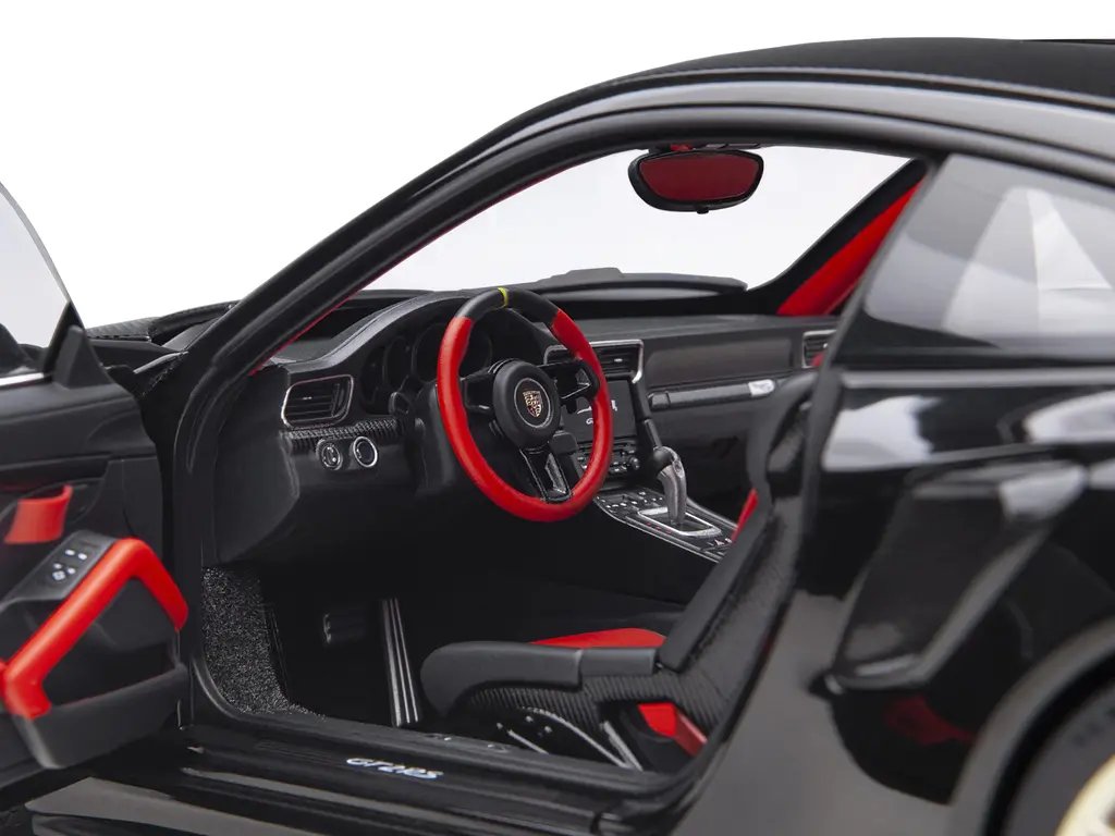 Exclusive Porsche 911 GT2 RS Weissach 1/18 Model Car by Autoart - Black with Carbon Stripes 2 Exclusive Porsche 911 GT2 RS Weissach 1/18 Model Car by Autoart - Black with Carbon Stripes - Image 2