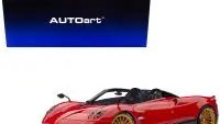 Pagani Huayra Roadster Rosso Monza Red 1/18 Model Car with Luggage Set by Autoart
