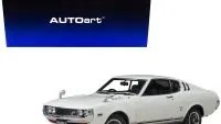 1973 Toyota Celica Liftback 2000GT RHD 1/18 Model Car by Autoart - White with Red & Black Stripes