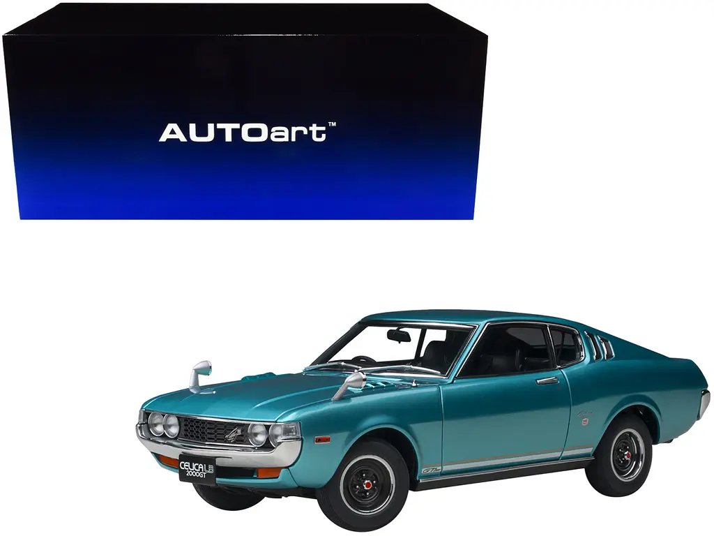 1973 Toyota Celica Liftback 2000GT RHD Turquoise Blue 1/18 Model by Autoart