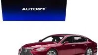 Lexus LS500h Morello Red Metallic 1/18 Model Car with Chrome Wheels by Autoart