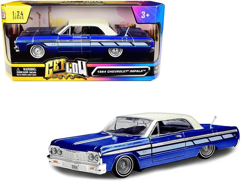 1964 Chevrolet Impala Lowrider Candy Blue Metallic 1/24 Diecast Model Car by Motormax