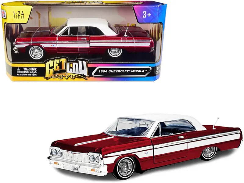 1964 Chevrolet Impala Lowrider Candy Red Metallic 1/24 Diecast Model Car by Motormax