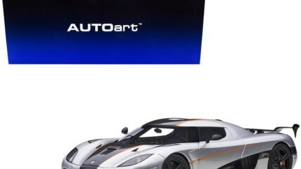 Koenigsegg Agera RS Moon Silver 1/18 Model Car by Autoart – Carbon & Orange Accents