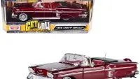 1958 Chevrolet Impala Convertible Lowrider Diecast Model Car 1/24 - Dark Red Metallic by Motormax