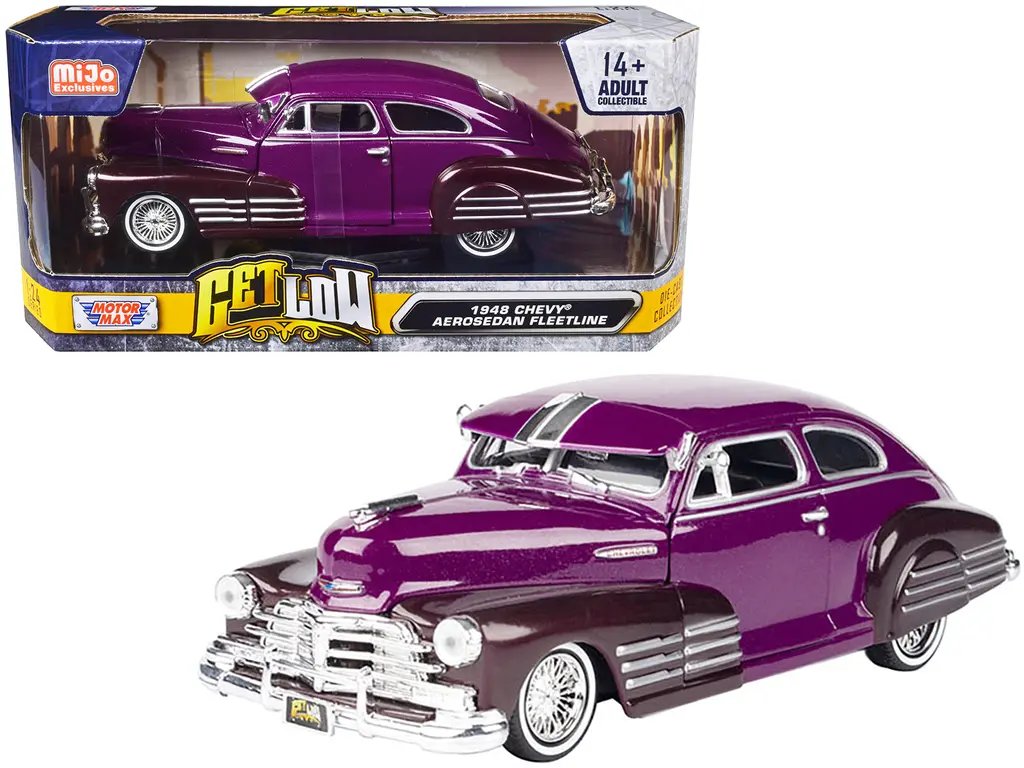 1948 Chevrolet Aerosedan Fleetside Lowrider Diecast Model – Purple Metallic 1/24 by Motormax