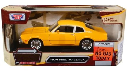 1974 Ford Maverick Yellow Diecast Model 1/24 by Motormax - Forgotten Classics