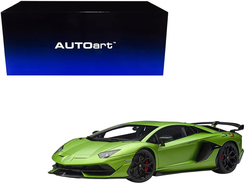 Exclusive 1/18 Lamborghini Aventador SVJ Verde Alceo Matt Green Model by Autoart
